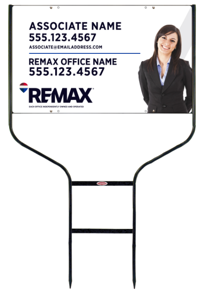 Reflective Round Rod Frame and Associate Name w Cut Out Photo Sign Photo Panel Unit, 18h x 30w, Steel